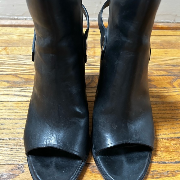 Rag & Bone Wyatt Black Leather Slingback Open Toe Bootie, Size 39 - Picture 4 of 8